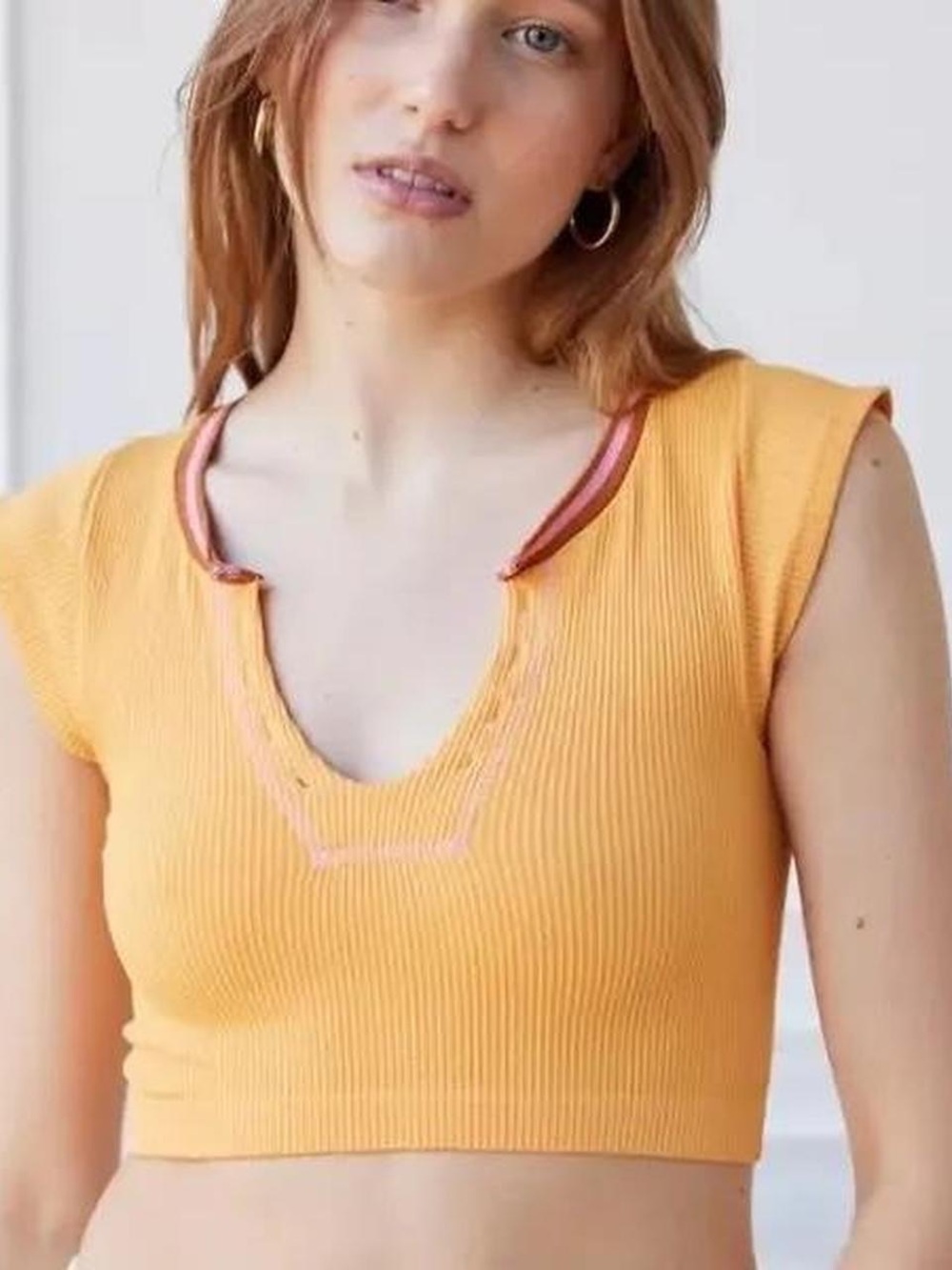 Urban Outfitters Go For Gold Crop Top Yellow Pink Brown XS S